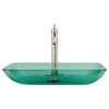 MR Direct 640e Emerald Colored Glass Vessel Sink, Brushed Nickel, 4 Items: Vesse