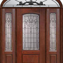 Prehung Sidelites-Transom Door 80 Fiberglass Palacio Arch Lite Glass - Front Doors