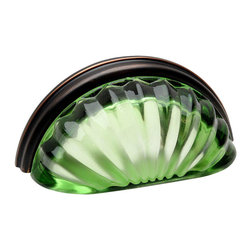 Cosmas - Cosmas Oil Rubbed Bronze With Emerald Glass Cabinet Cup Pull - Cabinet And Drawer Handle Pulls