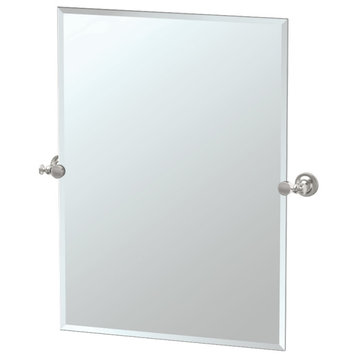 Taven 24" Frameless Rectangular Mirror, Polished Nickel, Polished Nickel