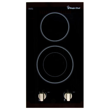 12" Built-In Electric Cooktop, 2 Elements, 240V, Black Ceramic