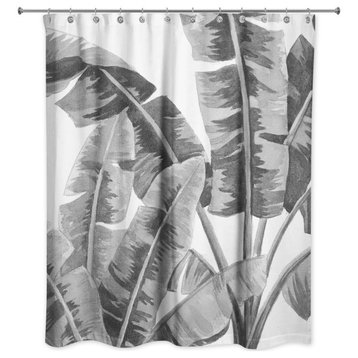 Painted Tropical Leaves 2 71x74 Shower Curtain