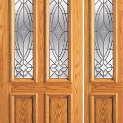 Prehung Mahogany Sidelite Door, Twin Lite Entry , Decorative Glass - Front Doors