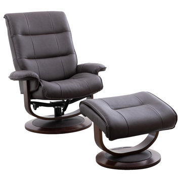 Parker Living Knight Manual Reclining Swivel Chair and Ottoman, Chocolate