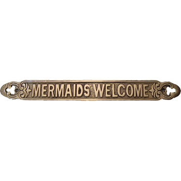 Brass Mermaids Welcome Plaque