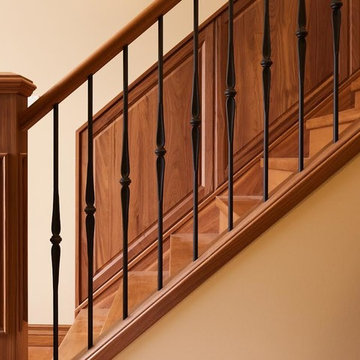 Warm and Traditional Solid Walnut Staircase