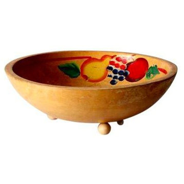 Consigned, Vintage Painted Wood Bowl