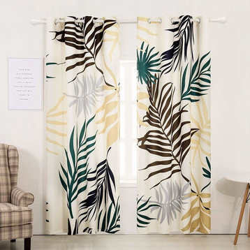 Subrtex Spring Leaves Printed Blackout Curtains for Home