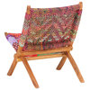 vidaXL Chair Accent Chair Comfy Chair Indian Chair Chindi Multicolors Fabric