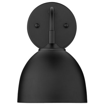 Zoey 1 Light Wall Sconce, Matte Black With Black