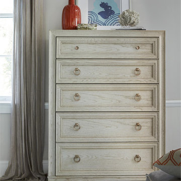 California Rustic White Oak 5 Drawer Tall Chest