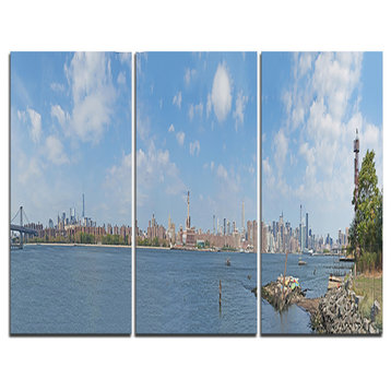 "New York Skyline from East River Side" Wall Art, 3 Panels, 36"x28"