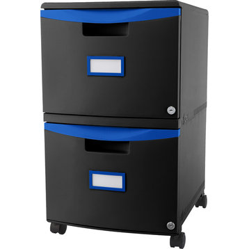 Storex 2-Drawer Filing Cabinet, Letter/Legal, Black/Blue