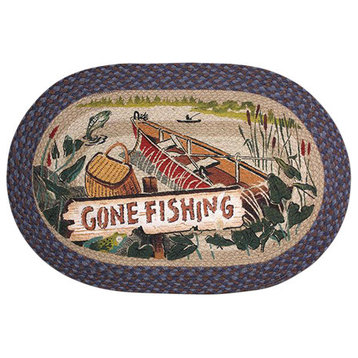 Gone Fishing Oval Patch Rug
