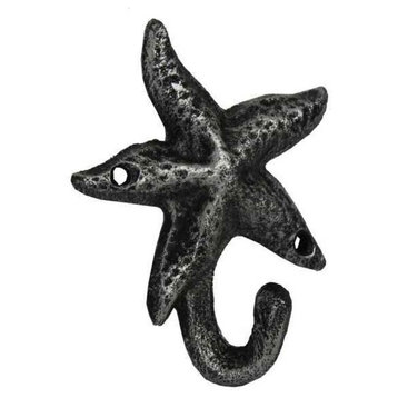 Cast Iron Starfish Hook, Antique Silver
