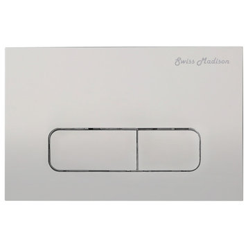 Wall Mount Dual Flush Actuator Plate with Rectangle Push Buttons in Matte Chrome