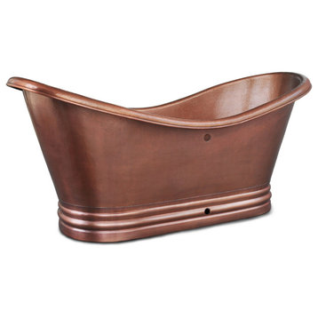 Euclid 6' Copper Freestanding Bathtub With Overflow