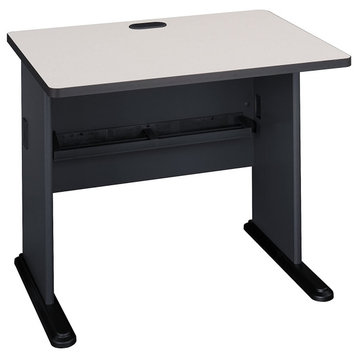 Unique Desk, Open C-Shaped Design With Grommet On Top, Slate and White Spectrum