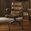 Coffee and Dark Brown Swivel Leather Rolling Executive Office Chair, Vintage Whiskey