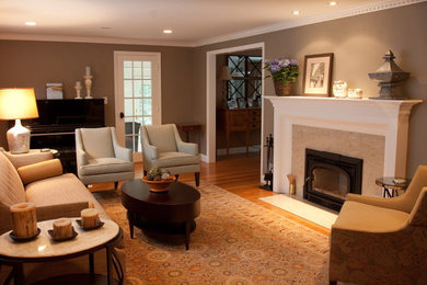Transitional living room photo in Boston