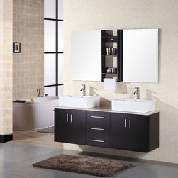 61 inch Contemporary Double Sink Bathroom Vanity - Bathroom Vanities And Sink Consoles