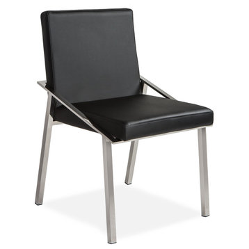 Kate Chair, Set of 2, Black, Polished Stainless Steel