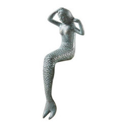 Sitting Cast Iron Mermaid Figurine - Decorative Objects And Figurines