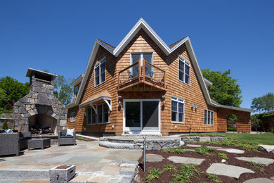 Design ideas for a beach style home design in Portland Maine.