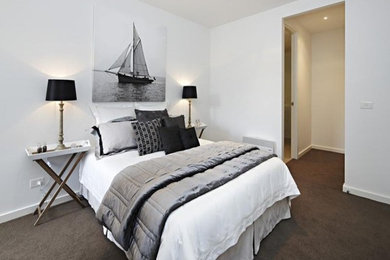 Inspiration for a modern bedroom remodel in Melbourne
