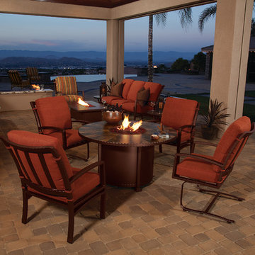 OW Lee Santorini Fire Pit Table and Sol Patio Furniture
