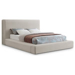 Meridian Furniture - Devin Upholseterd Bed, Beige, Queen, Linen Textured - Curl up on this Devin full bed and feel like a VIP. This handsome bed has a distinctive upscale look, with its luxe beige linen textured fabric covering every square inch, from headboard to side rails and footboard, which are 8 inches thick for a luxuriously soft feel and comfort against your body while you relax and unwind before catching some Zs. The contemporary design is strikingly modern, adding an up-to-the-minute vibe to your bedroom space.