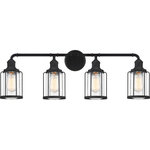 Quoizel - Quoizel LUD8634EK Ludlow 4 Light Bath Light in Earth Black - Add an industrial feel to your home with the Ludlow collection. A simple silhouette combined with caged glass shades creates interest without sacrificing light projection. Finished in earth black, this collection is the perfect addition to any room.