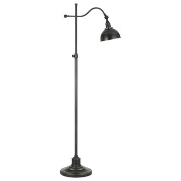 60W Floor Lamp with Adjustable Pole, Oil Rubbed Bronze Finish, Metal Shade