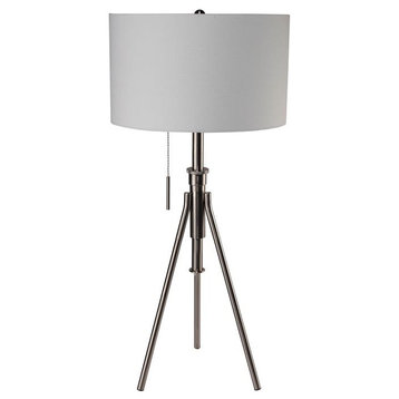 Furniture of America Coria Contemporary Metal 16" Table Lamp in Brushed Silver
