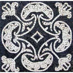 Mozaico - Black/White Mosaic, Heart of Herat, 12"x12" - Look to this stunning black and white Heart of Herat mosaic to make a decorative statement in your wall or floor tile designs. As with all our marble mosaics this square panel is hand cut from natural stone and mounted on a mesh backing to make easy work of your DIY projects. Available in 4 sizes this black and white pastiche brings a Persian flavor to your contemporary kitchen or outdoor courtyard.
