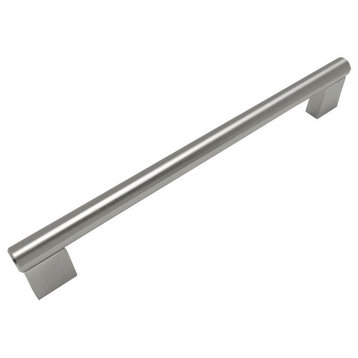 Modern Satin Nickel Cabinet Bar Pull, 7-1/2" Hole-Centers