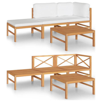 vidaXL Patio Lounge Set Outdoor Sectional Sofa Set 5 Piece Solid Teak Wood
