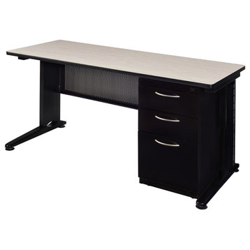 Fusion 66"X24" Single Pedestal Desk, Maple