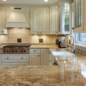 Typhoon Bordeaux granite kitchen, powder, and laundry design
