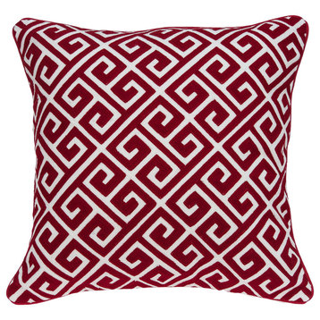 Trix Transitional Red and White Pillow Cover With Poly Insert