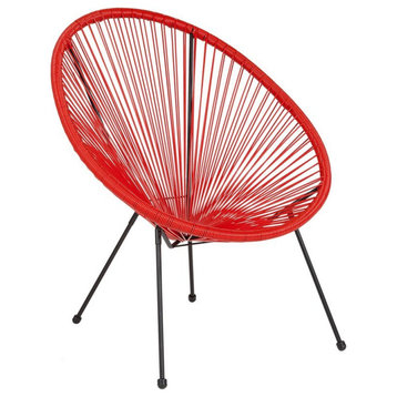 Flash Furniture Valencia 29" Oval Patio Chair in Red and Black