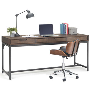 Banting Solid Hardwood Mid Century Wide Desk, Walnut Brown