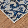 Weave & Wander Carini Scroll Print Textured Rug, Blue, 2'7"x8'