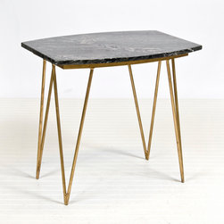 Worlds Away Suzy Gold Leaf and Black Marble Side Table - Coffee Tables