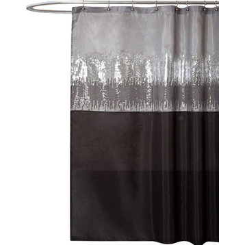 Night Sky Shower Curtain, 72"x72", Black/ Gray