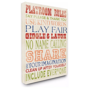 Stupell Industries Playroom Rules In Four Colors, 24 x 30