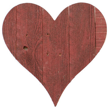 Rustic Farmhouse Wood Heart, Rustic Red, 18"