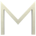 Modern House Numbers - Mid-Century Modern House Letter, 6" Palm Springs Aluminum Uppercase M - These high-quality Palm Springs numbers and letters will set your property apart with mid-century modern style. Each is crafted exclusively for you upon ordering, carefully cut from 3/8" thick, solid aluminum. The brushed aluminum is finished with an UV-resistant top coat to protect from the elements. Each ships with studs and standoffs to create a subtle shadow effect for a high-end finished look. Installation template and hardware included. Due to the custom nature of this product, please check your order carefully. Proudly Made in the USA by Modern House Numbers.