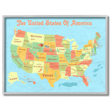 Stupell Industries United States of America USA Kids Map, 11 x 14
