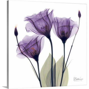 Purple Flower Trio Wrapped Canvas Art Print, 12"x12"x1.5"